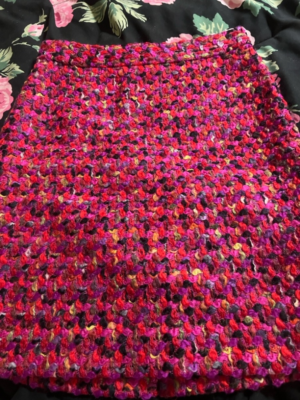 Handmade Multicolor Crochet Skirt - Pink